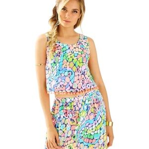 Lilly Pulitzer Crop Top Women’s Size 8 Brinley‎ Gypsy Jungle Fringe